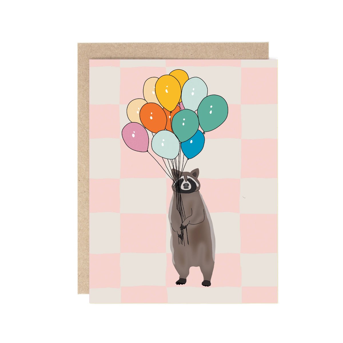 Balloon Raccoon Celebration Card - Twirls + Twigs