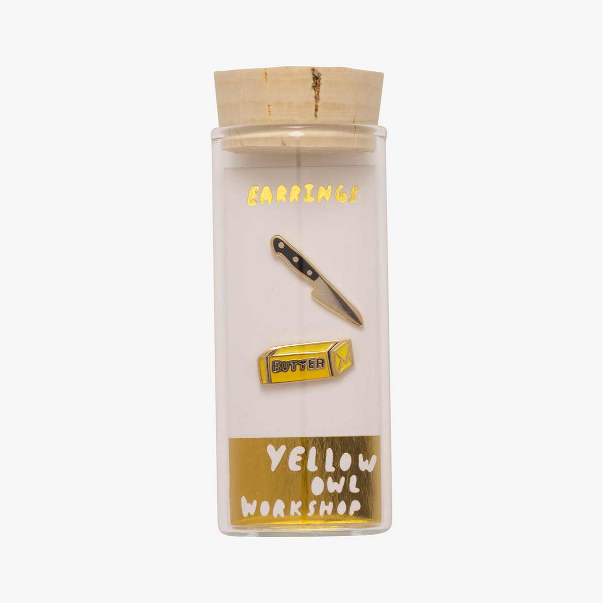 Butter Knife Earrings - Gold Foodie Statement Studs - Twirls + Twigs