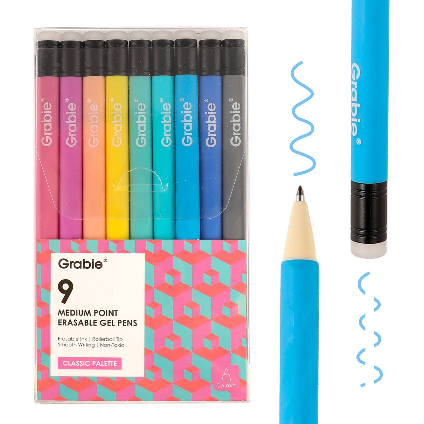 Medium Point Erasable Gel Pen Set: Whimsical Whirls of 9 - Twirls + Twigs