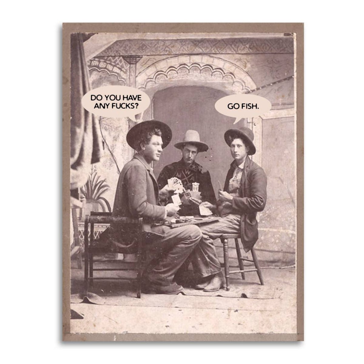 Do You Have Any Fucks? Go Fish - Funny Antique Card - Twirls + Twigs