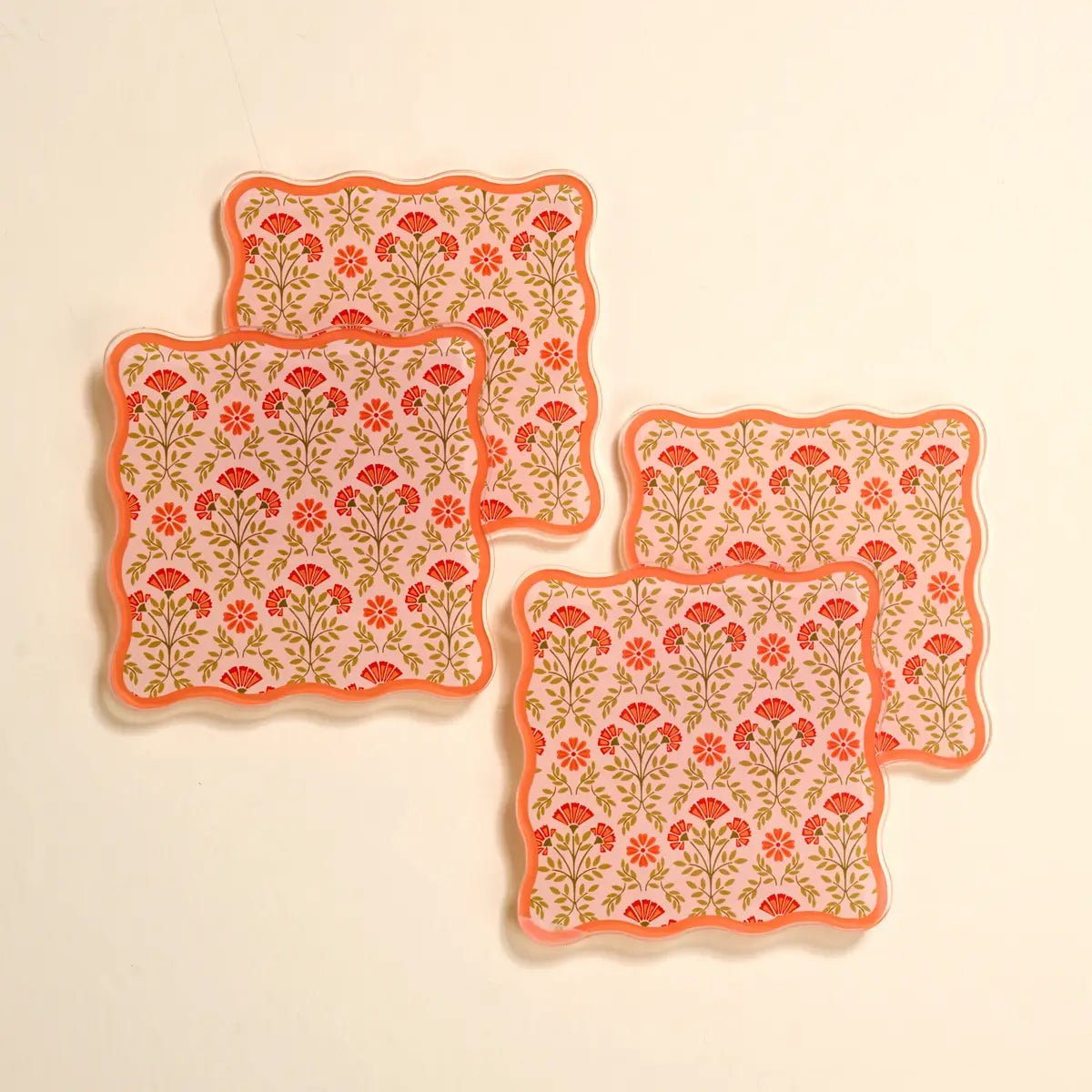 Table Talk Acrylic Coaster Set–Everbloom Dusty Rose - Twirls + Twigs