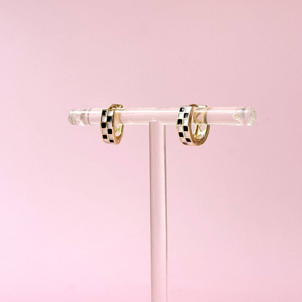 Sk8er Girl Checkered Huggies: Gold - Twirls + Twigs