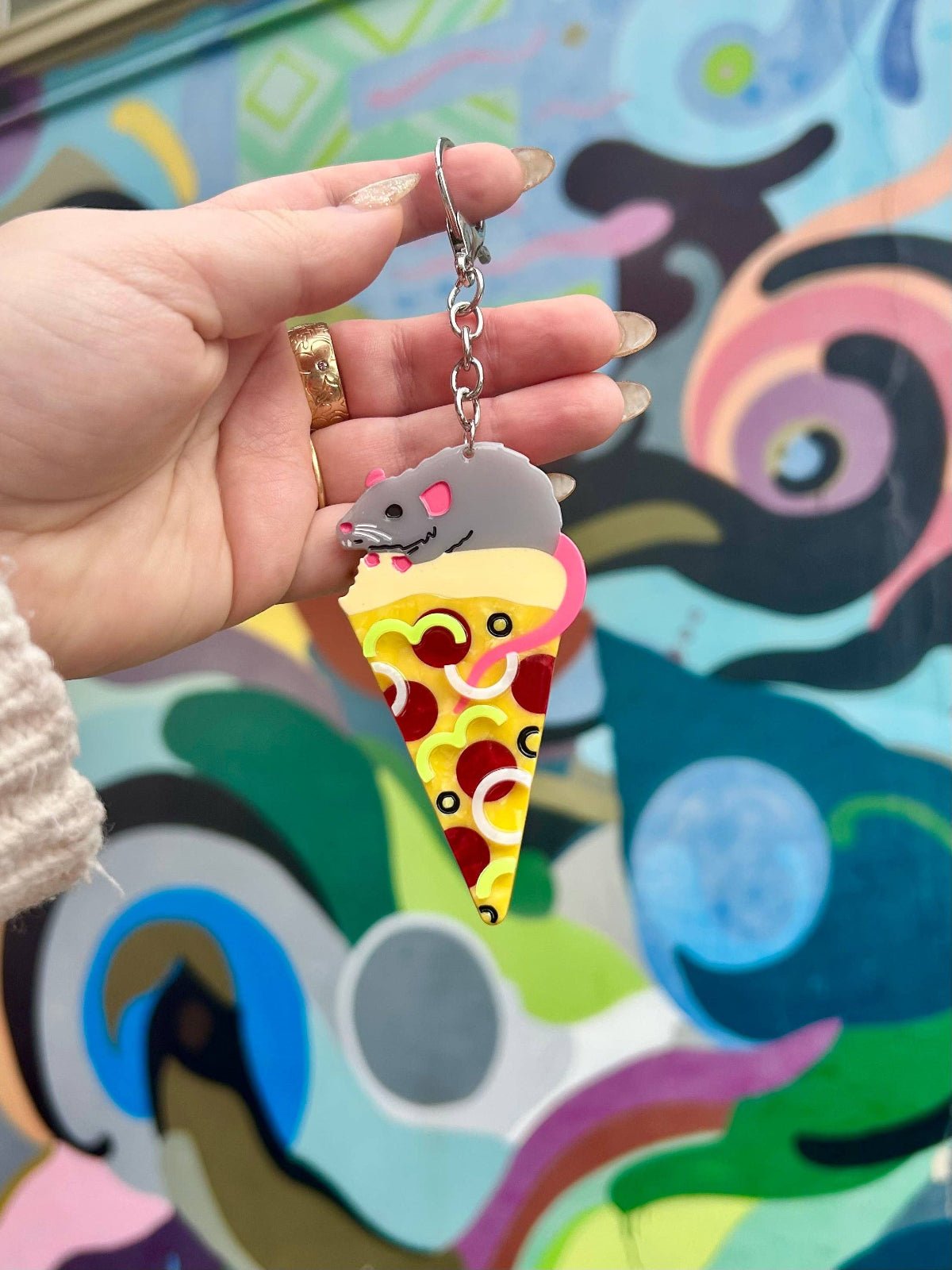Pizza Rat Keychain - Twirls + Twigs