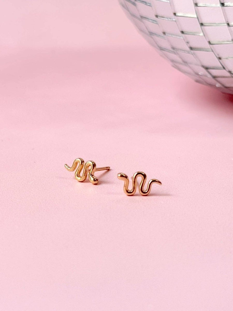 Tiny Snake Studs (Gold + Silver): Silver - Twirls + Twigs