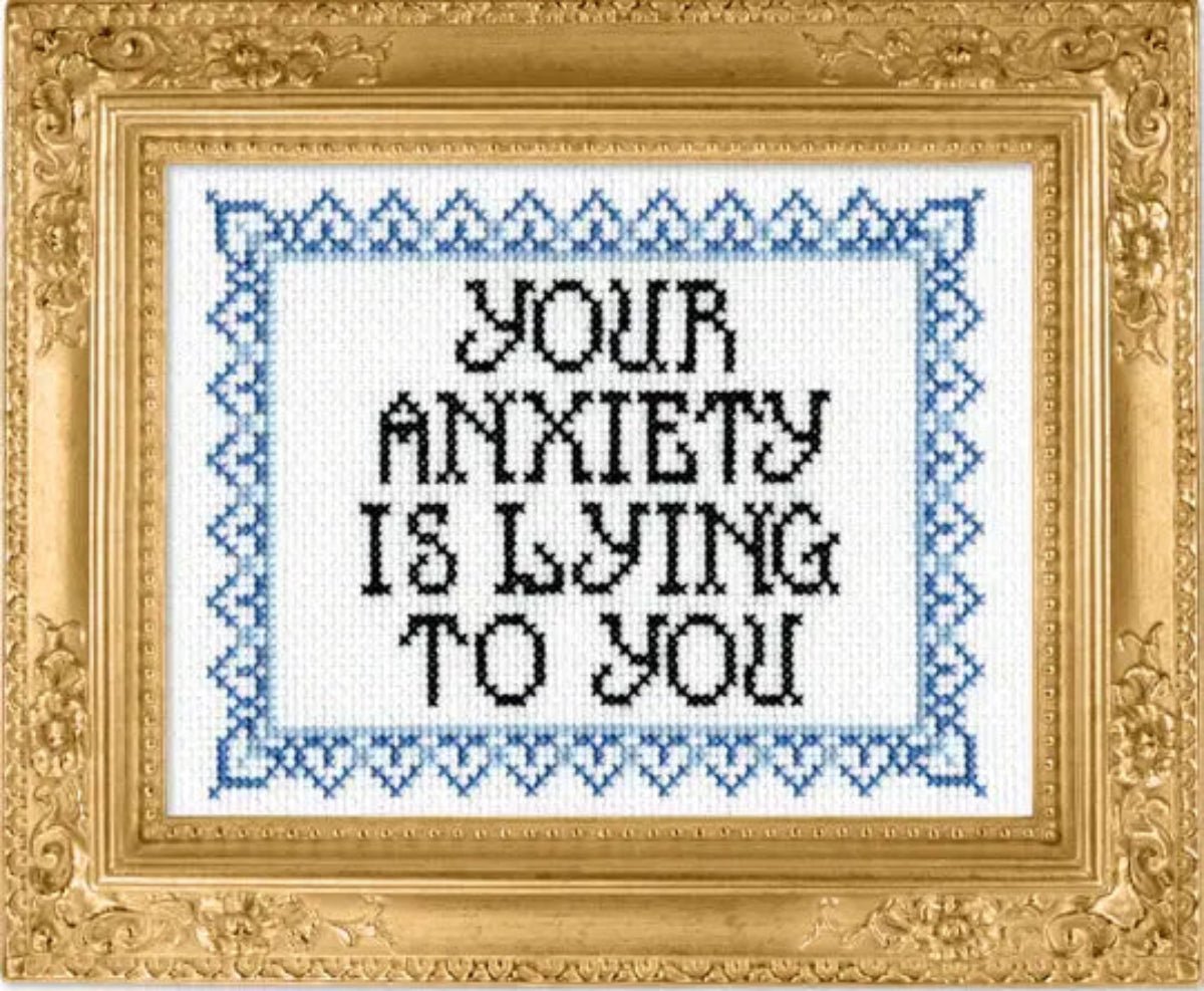 Your Anxiety is Lying to You Deluxe Cross Stitch Kit - Twirls + Twigs