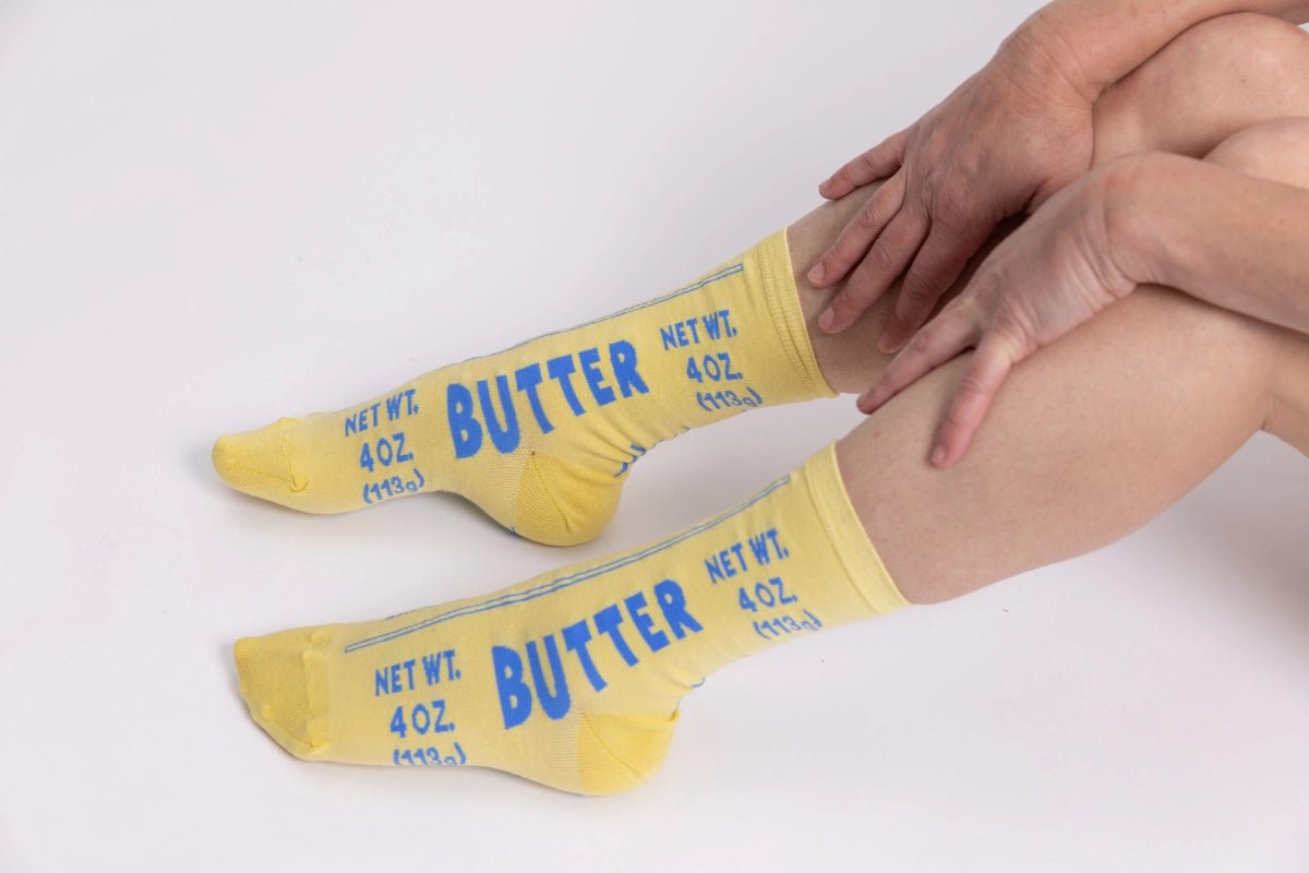 Butter Socks - Butter Foodie Gift Large Crew Socks - Twirls + Twigs