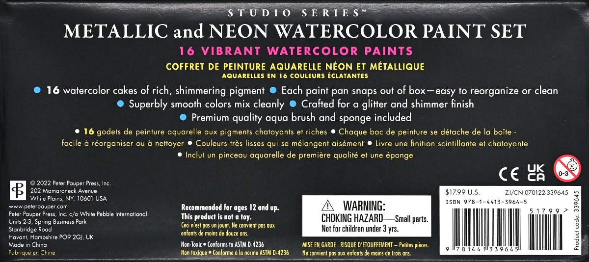 Studio Series Metallic & Neon Watercolor Paint Set (Set of 18 Colors) - Twirls + Twigs