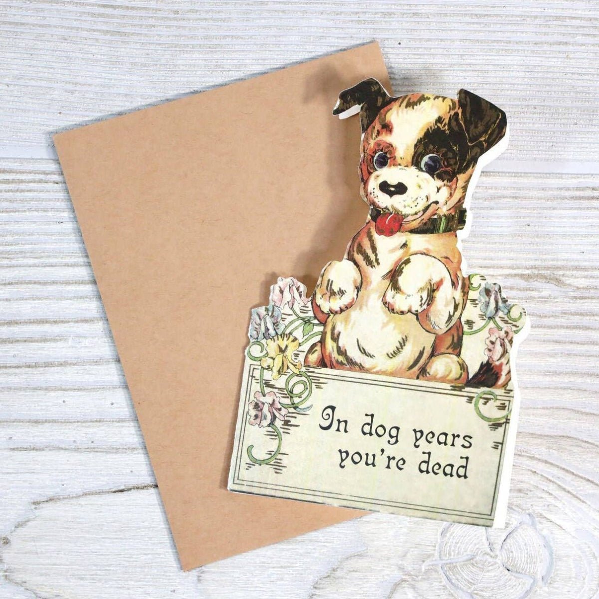 In Dog Years You're Dead Vintage Style Birthday Card - Twirls + Twigs