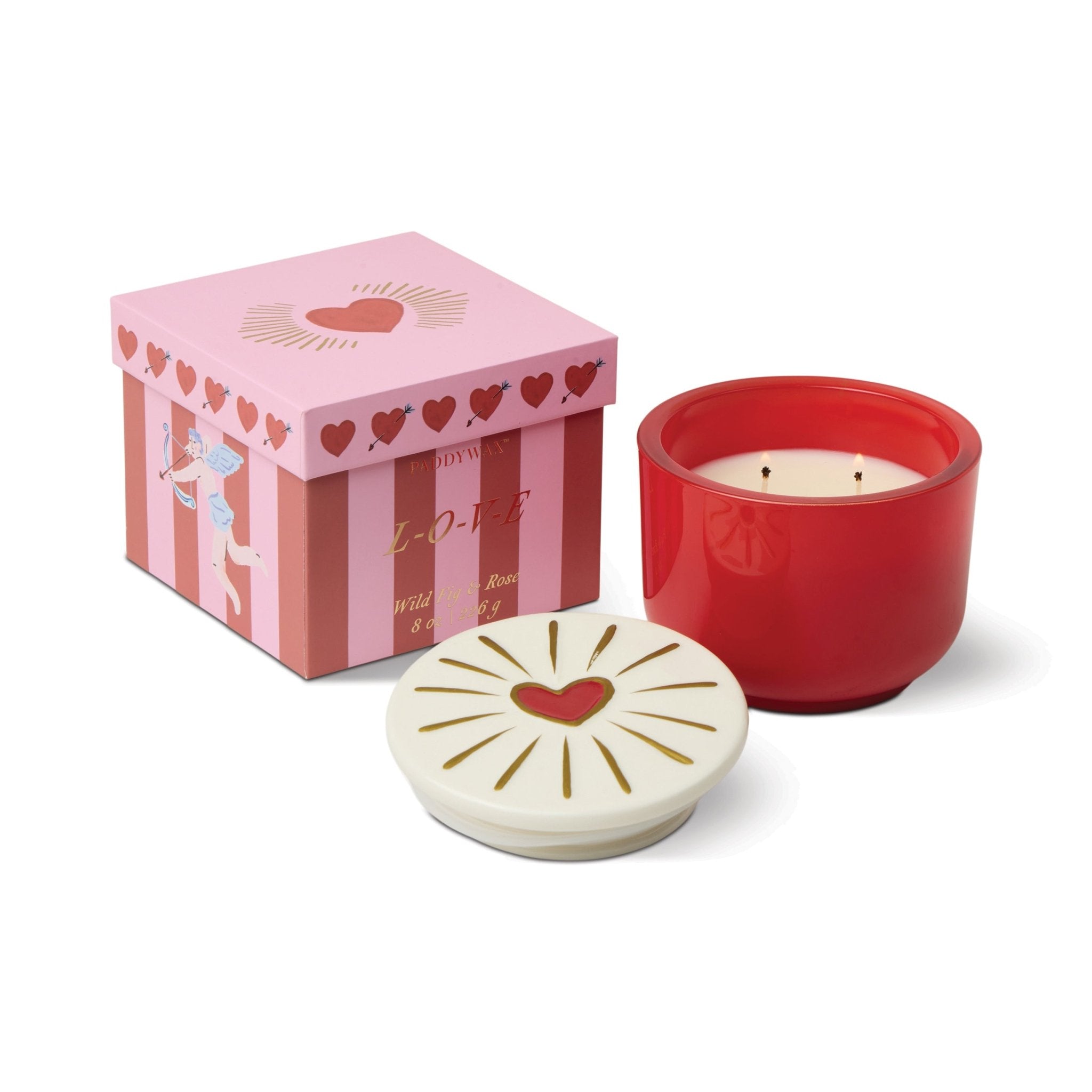 Charmed Candle with Heart Lid in Wild Fig & Rose 8oz - Twirls + Twigs