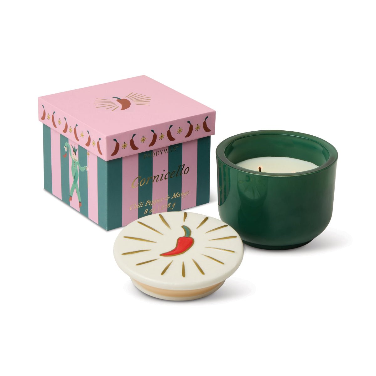Charmed Candle with Chili Lid in Chili Pepper & Mango 8oz - Twirls + Twigs