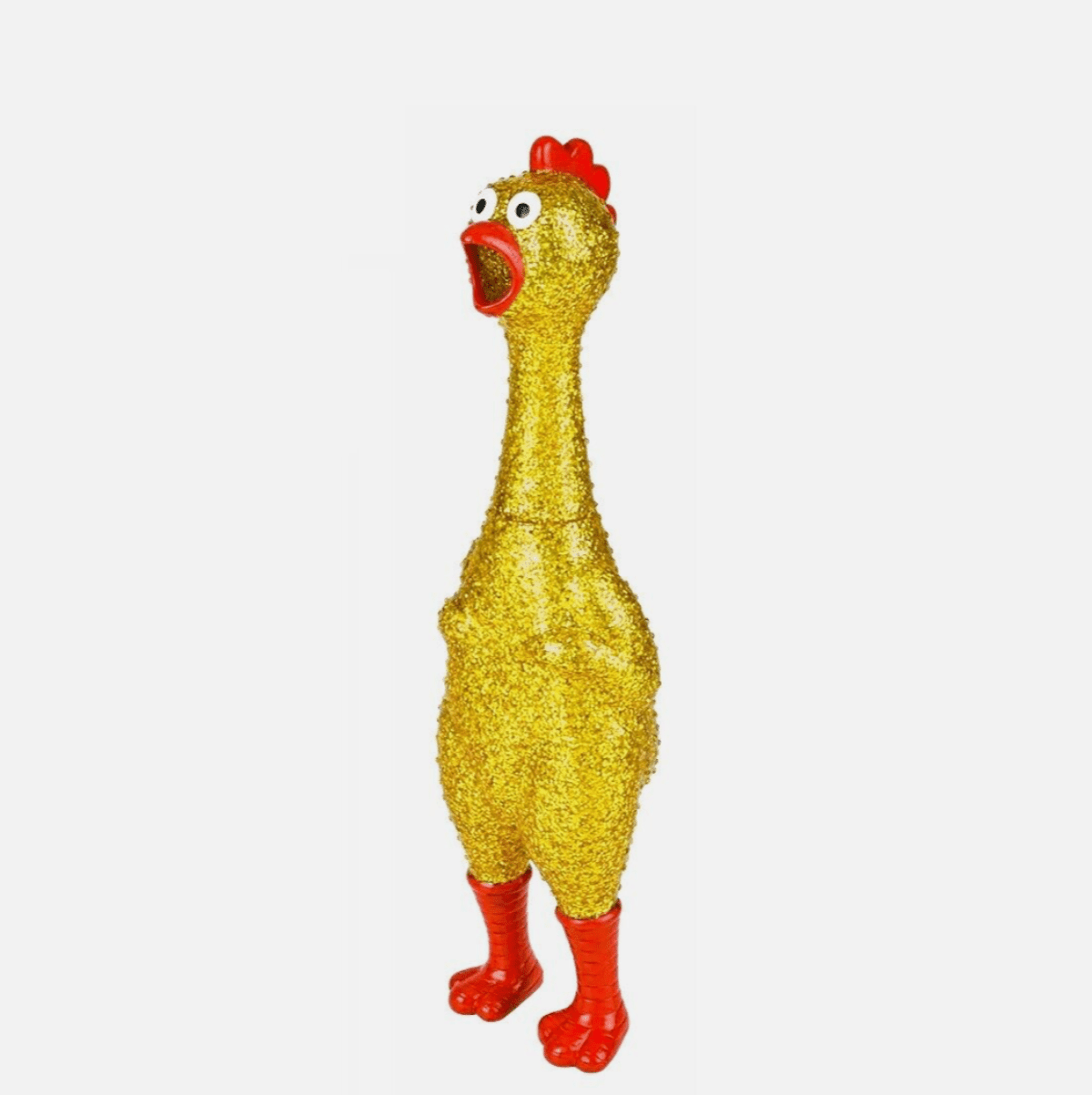 Sparkle Glitter Rubber Squeeze Chicken with a Long Funny Squeak 13.5" - Twirls + Twigs