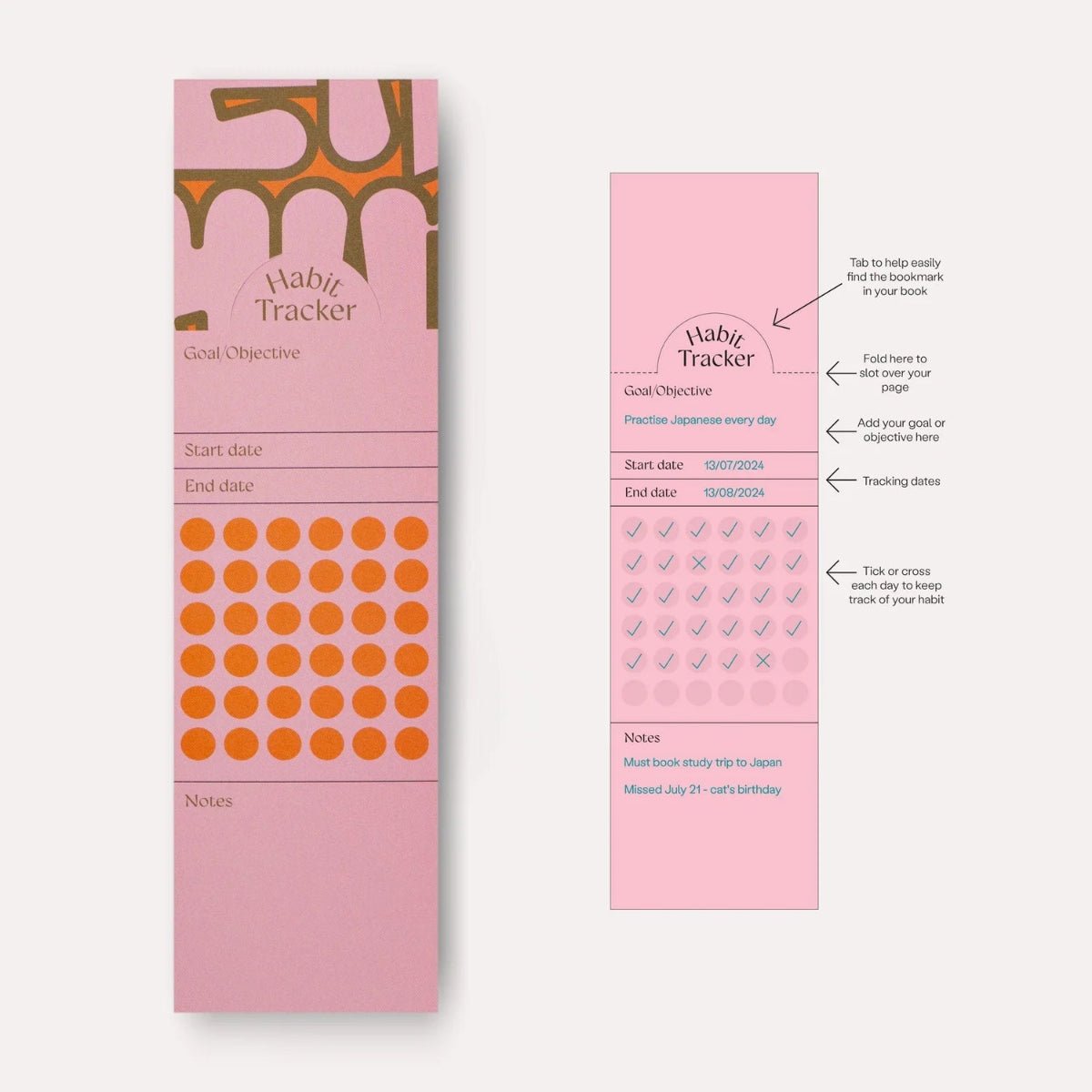 Hinoki Habit Tracker Bookmark Set - Twirls + Twigs