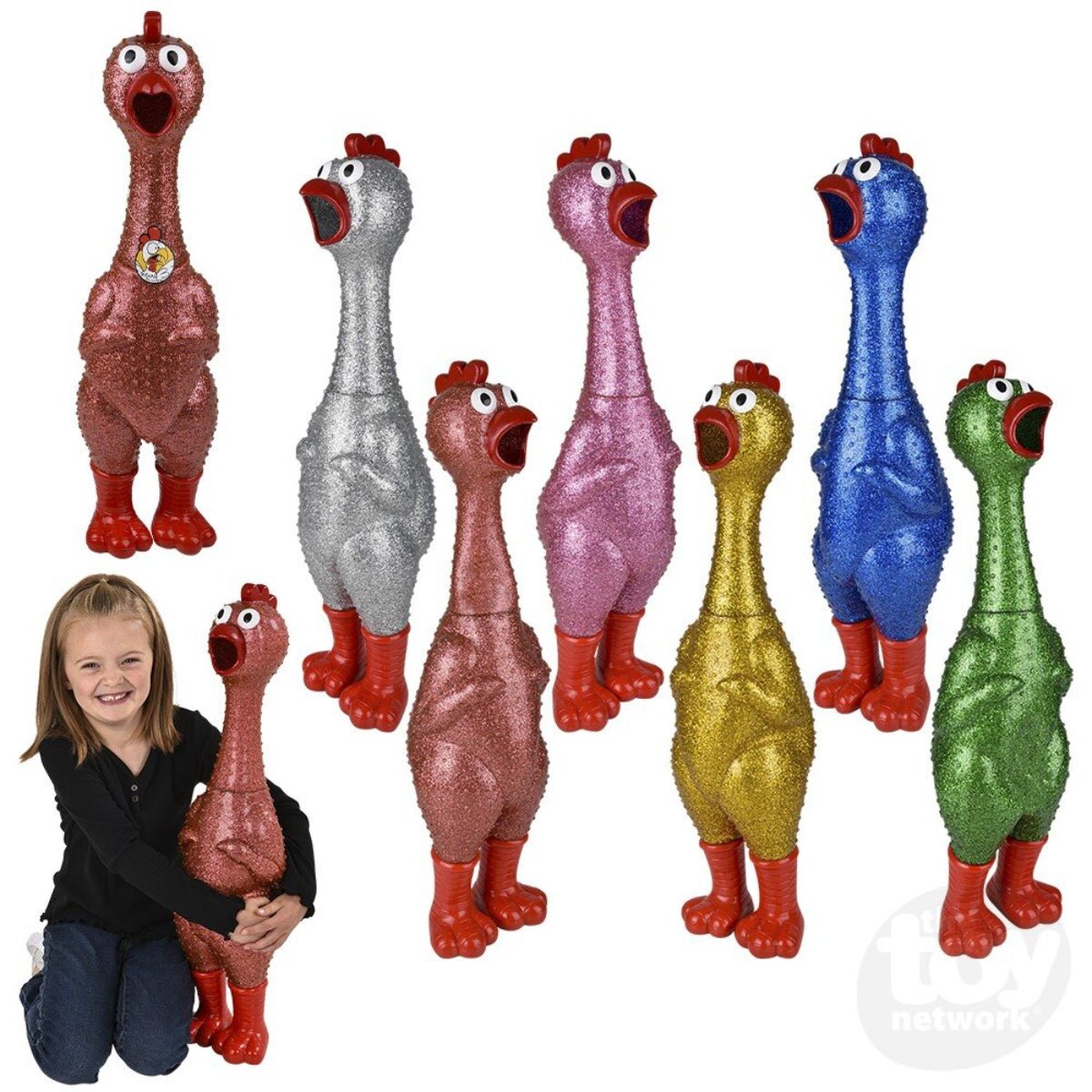 GIANT GLITTER SPARKLE RUBBER CHICKEN-24" - Twirls + Twigs
