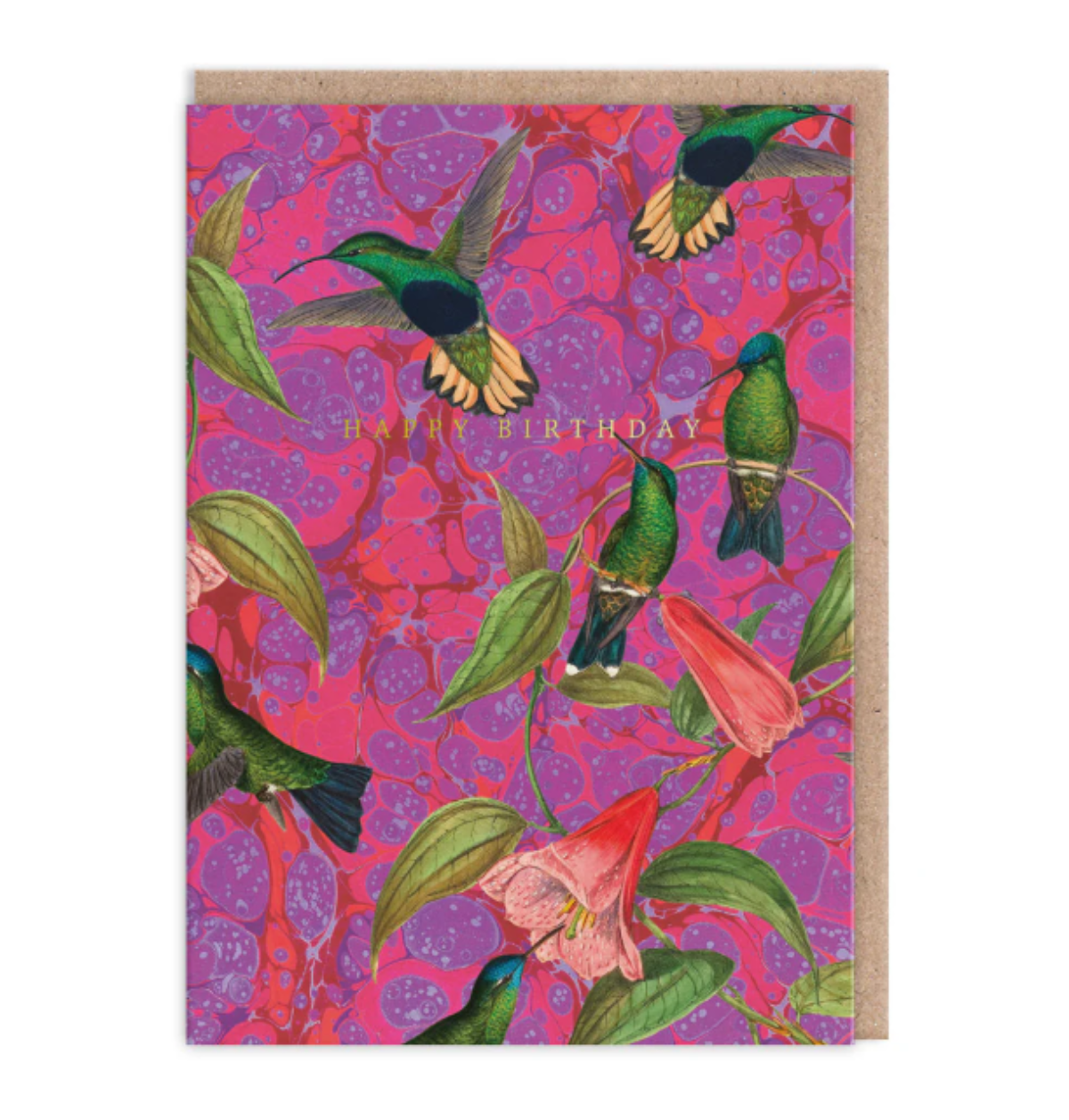 Marble Humming Birds Birthday Card - Twirls + Twigs