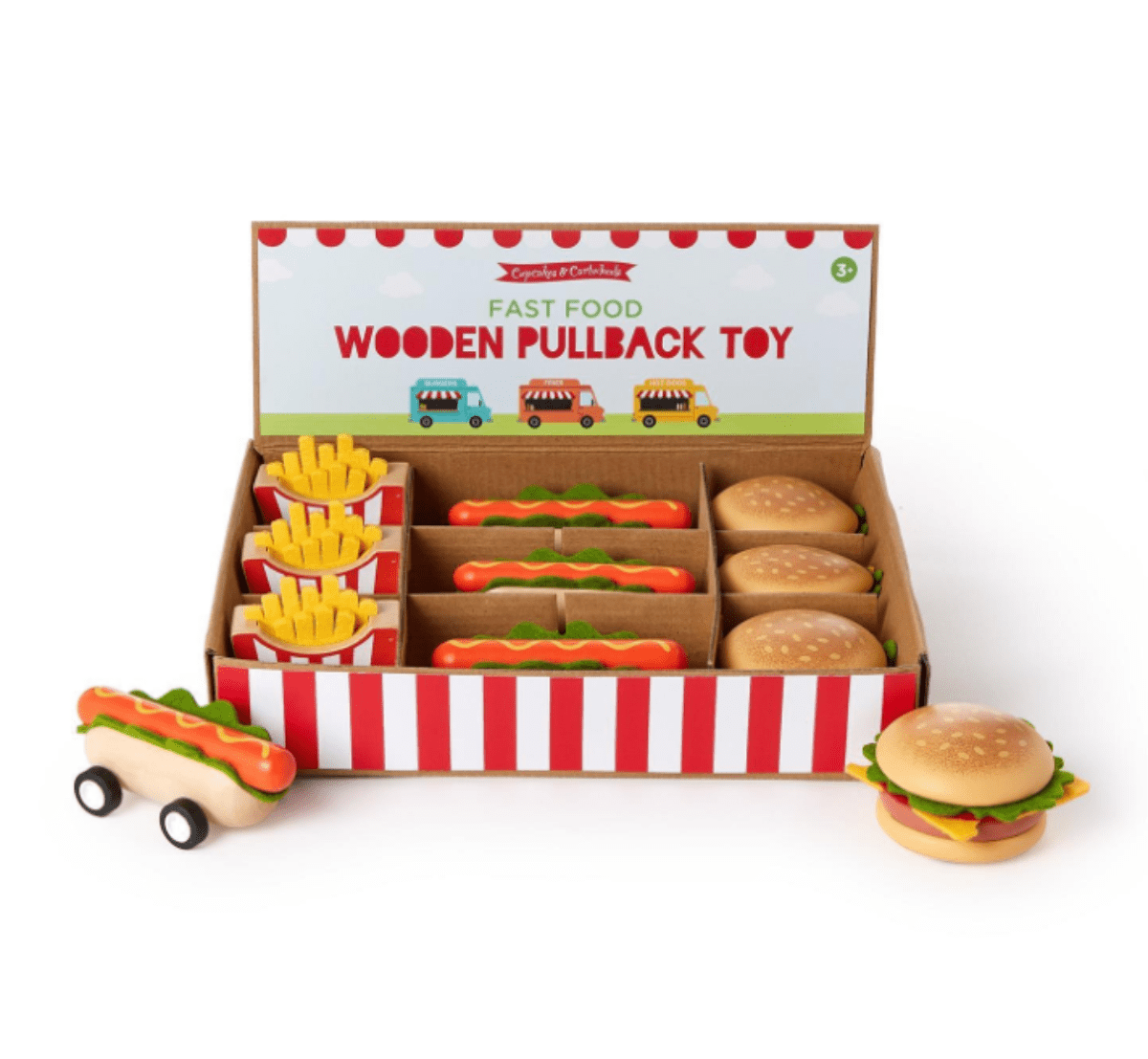 Wooden Pullback Food Toys - Twirls + Twigs