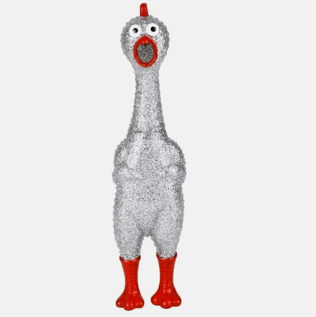 Sparkle Glitter Rubber Squeeze Chicken with a Long Funny Squeak 13.5" - Twirls + Twigs