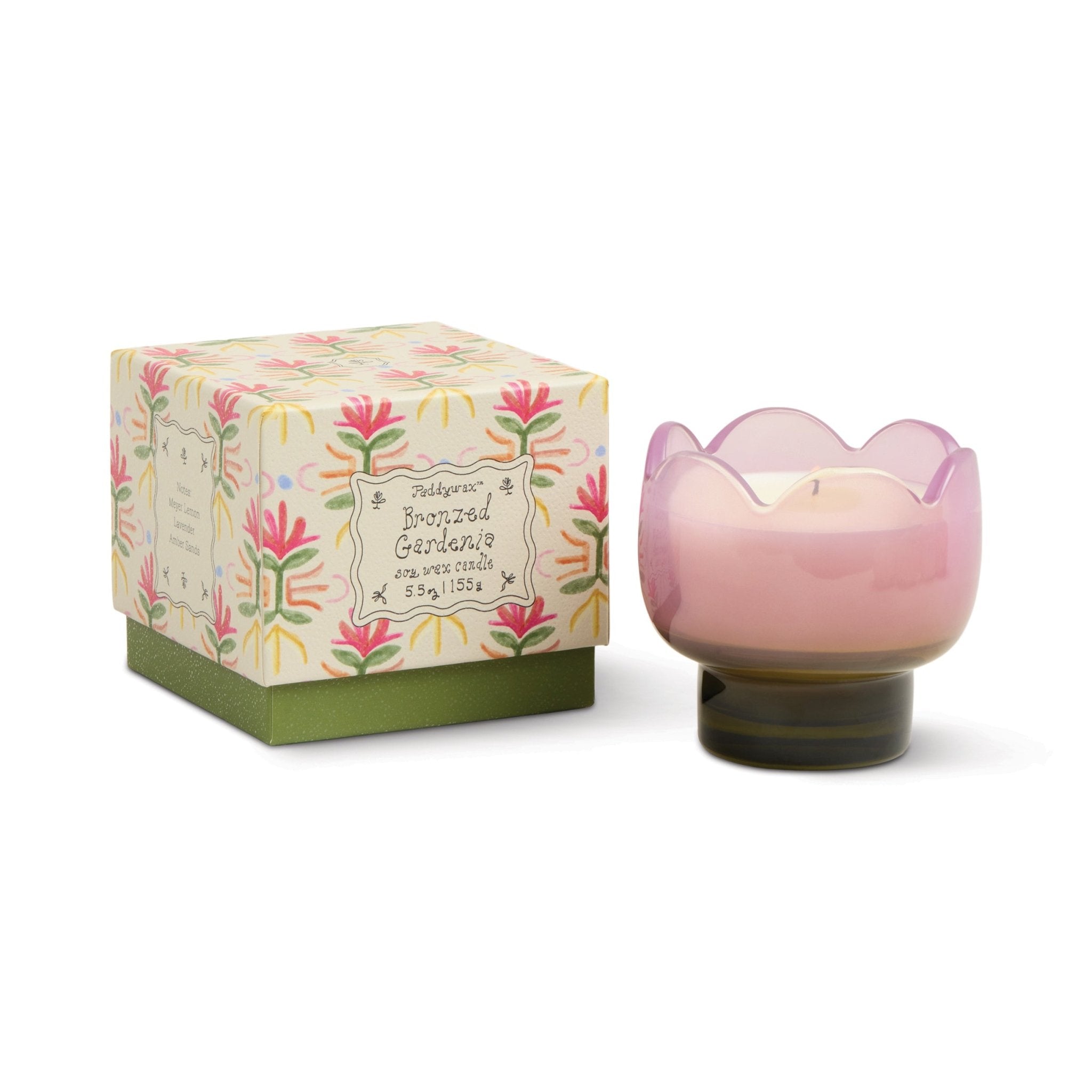 Bronzed Gardenia Tulip Glass Candle - Twirls + Twigs