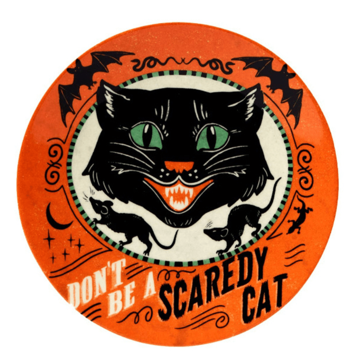 Scaredy Cat Halloween Canape Plate Round 6" Assorted - Twirls + Twigs