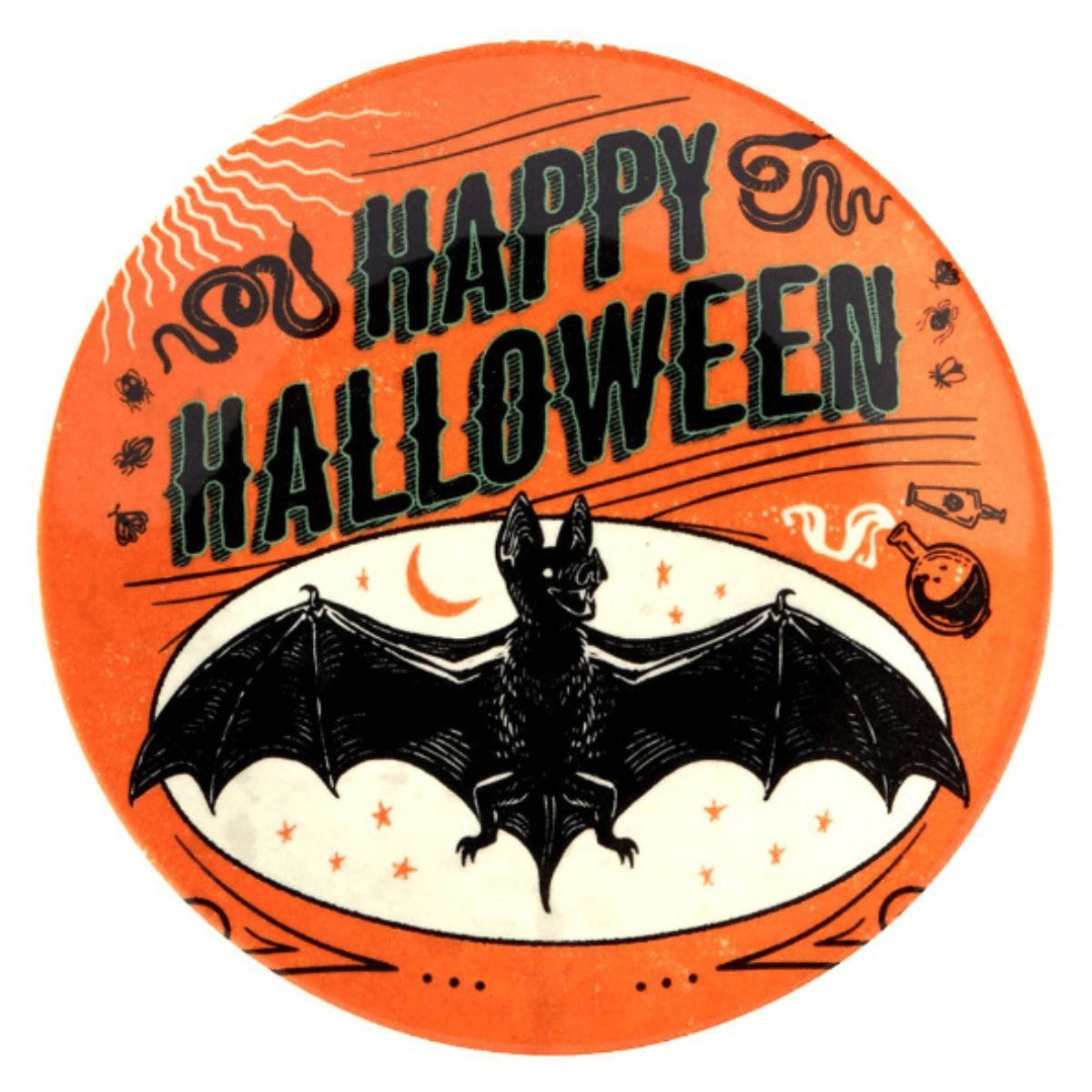 Scaredy Cat Halloween Canape Plate Round 6" Assorted - Twirls + Twigs