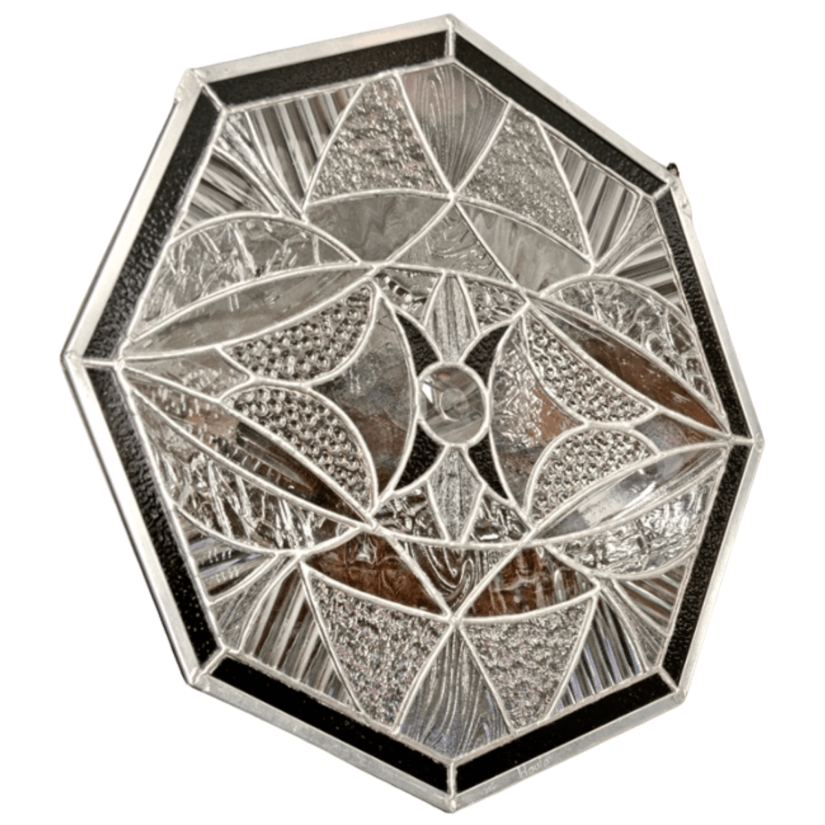Handcrafted Geometric Stained Glass pannel - Twirls + Twigs