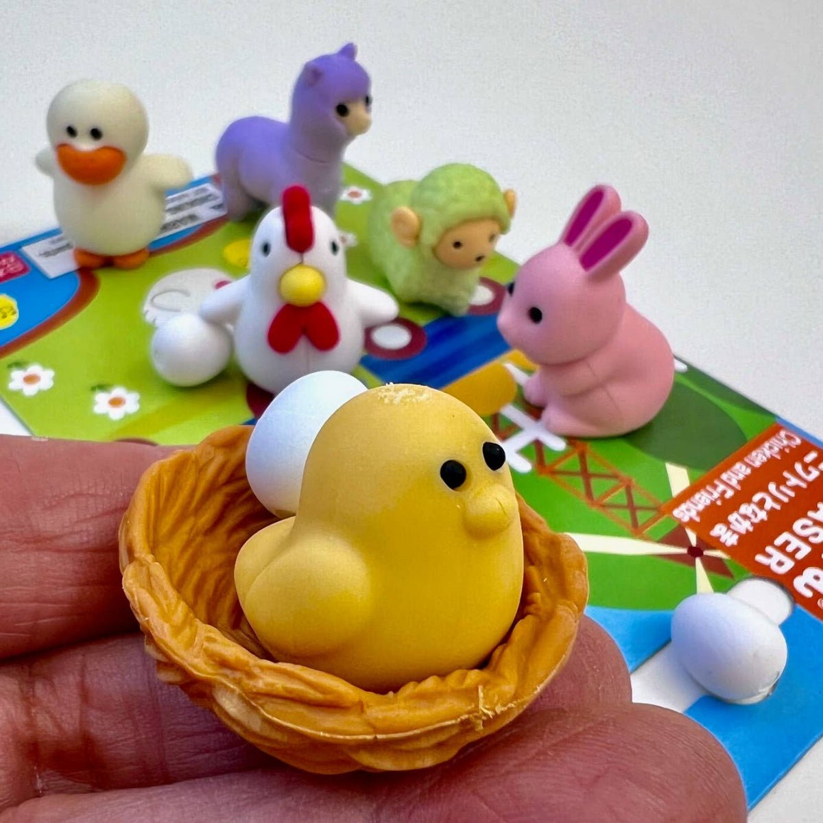 Chicken & Friends Erasers Card Iwako - Twirls + Twigs