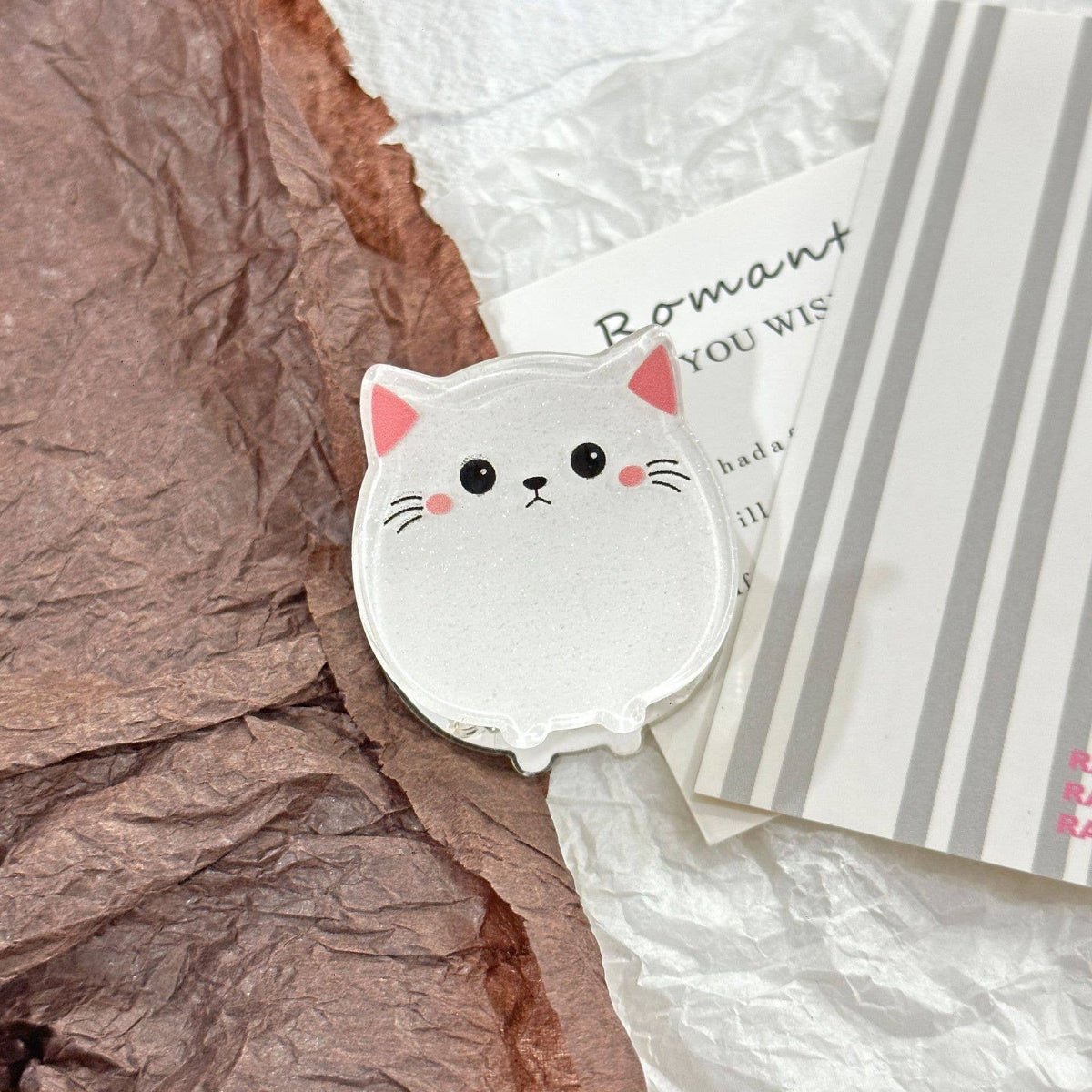 Cartoon Cat Hair Clip, Cute Animal Series Claw Clip: White - Twirls + Twigs