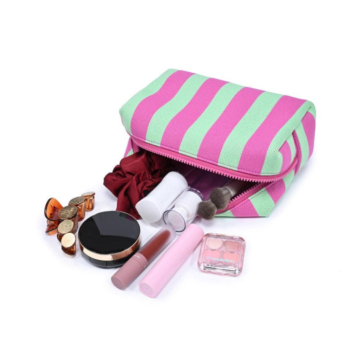 Essential Stripe Cosmetic & Travel Organizer Pouch: Black Ivory - Twirls + Twigs