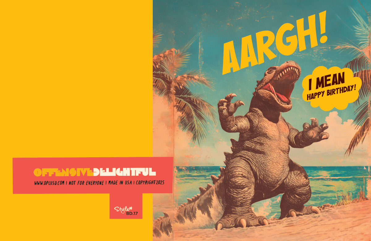 GODZILLA BEACH Birthday Card - Twirls + Twigs