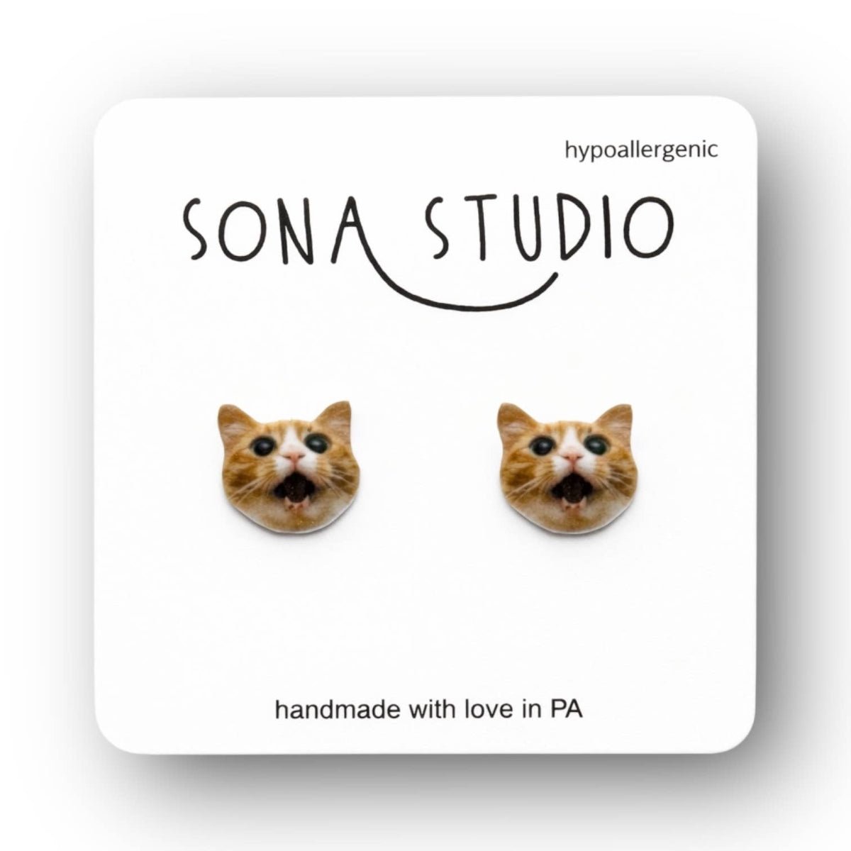 Surprised Kitty Earrings - Twirls + Twigs