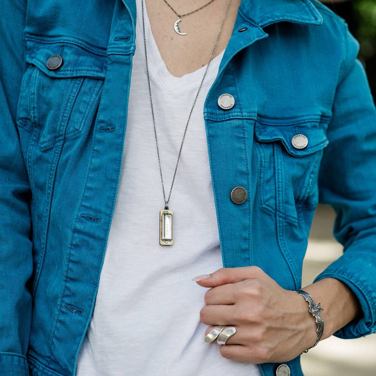 Silver Harmonica Necklace: 32 Inches - Twirls + Twigs