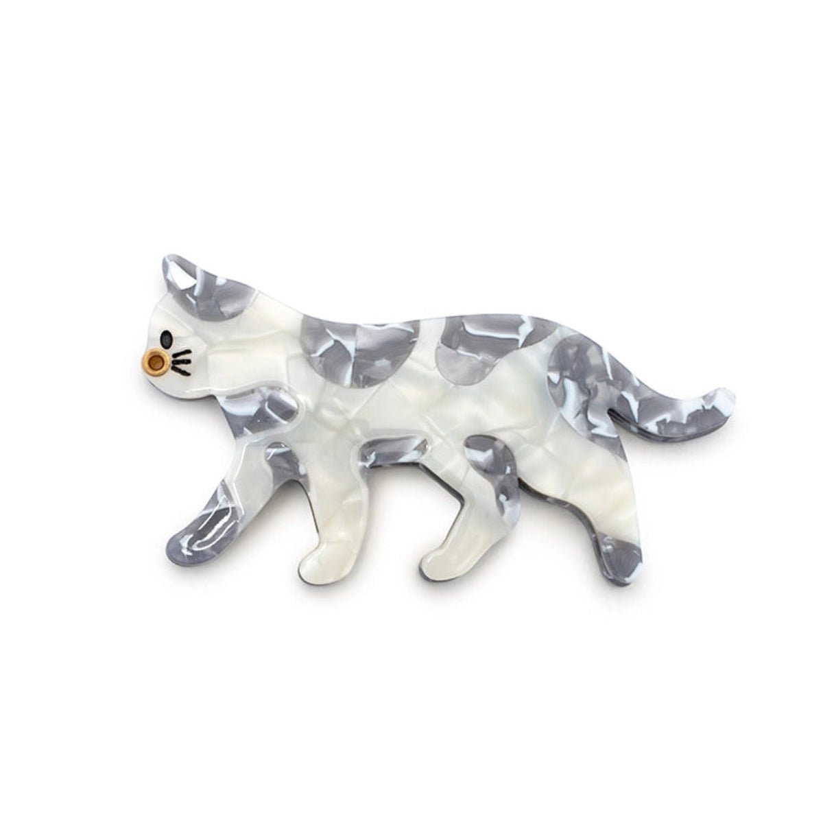 Swing-Hinge Folding Compact Mirror - Cat - Gray & White - Twirls + Twigs
