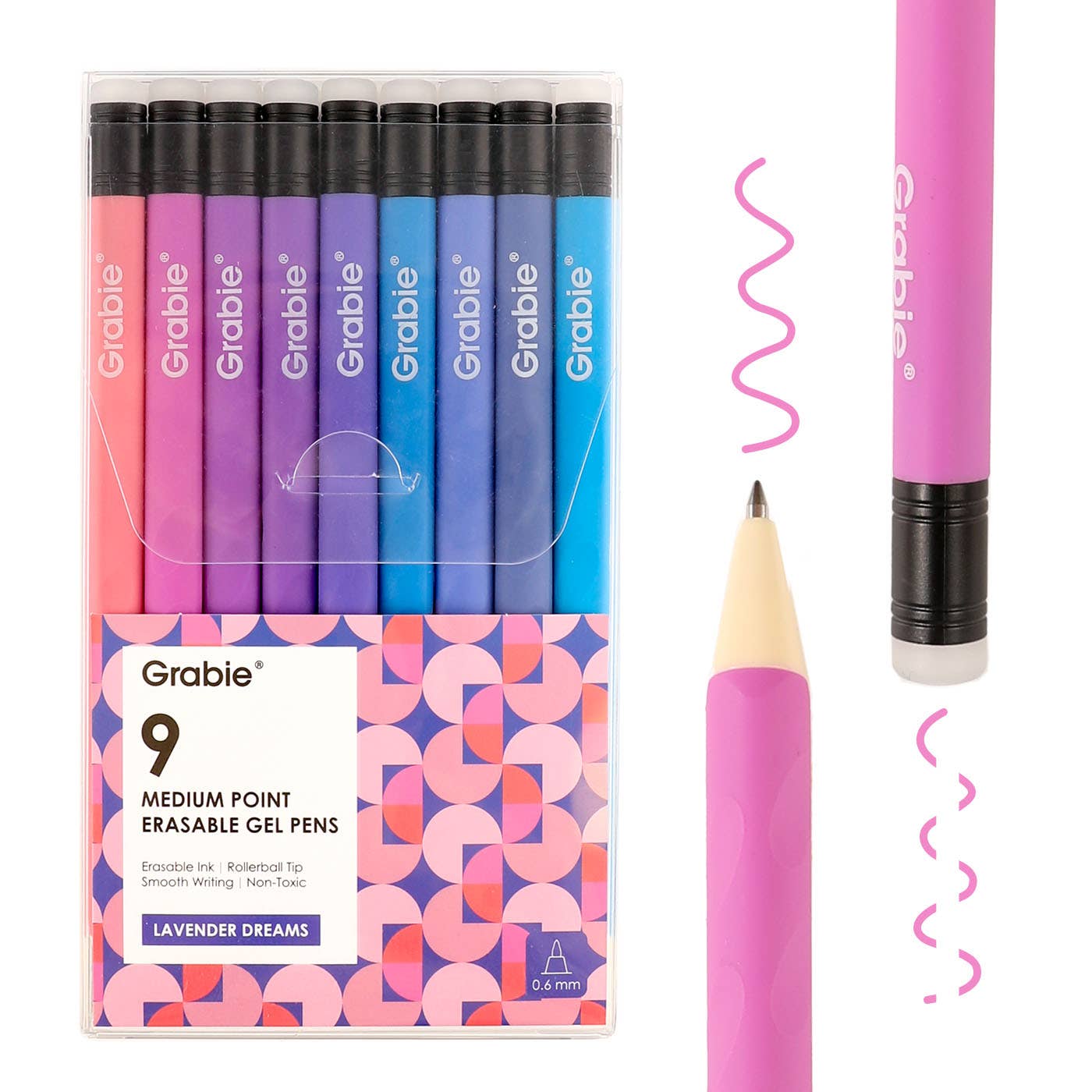 Medium Point Erasable Gel Pen Set: Whimsical Whirls of 9 - Twirls + Twigs