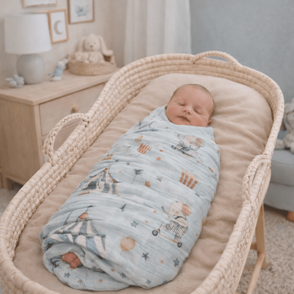 Bamboo Muslin Swaddle Blanket (Circus) - Twirls + Twigs