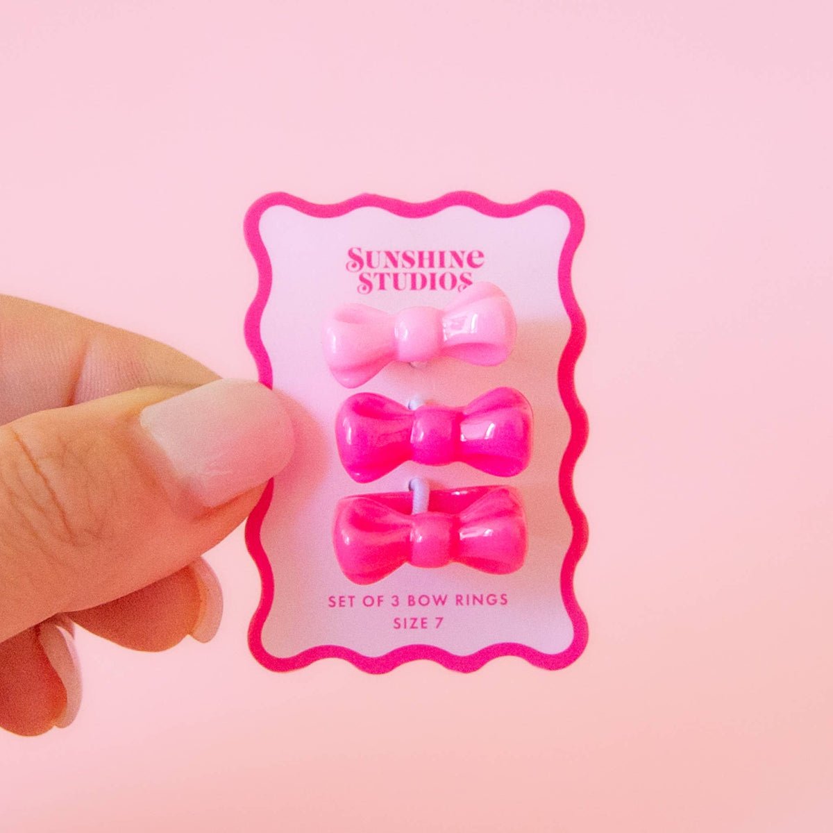 Kitsch Bow Ring Set | Pink: 7 - Twirls + Twigs
