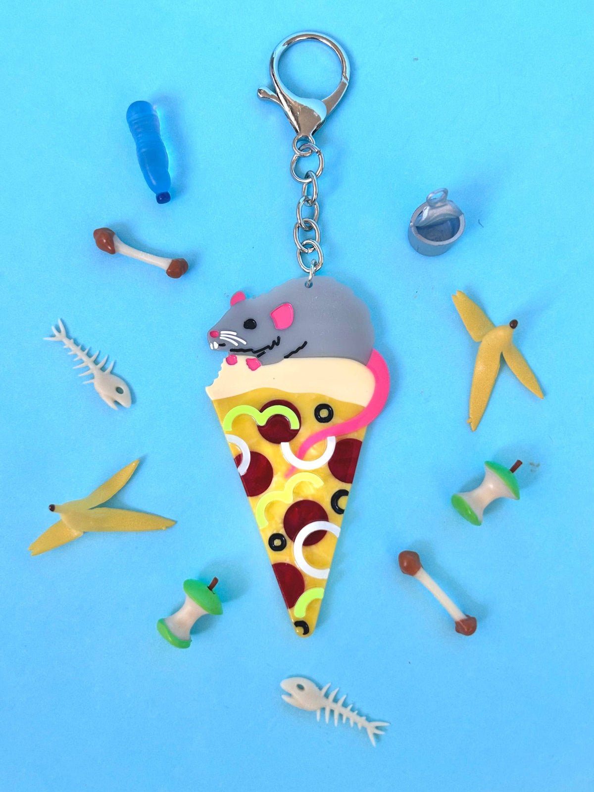 Pizza Rat Keychain - Twirls + Twigs