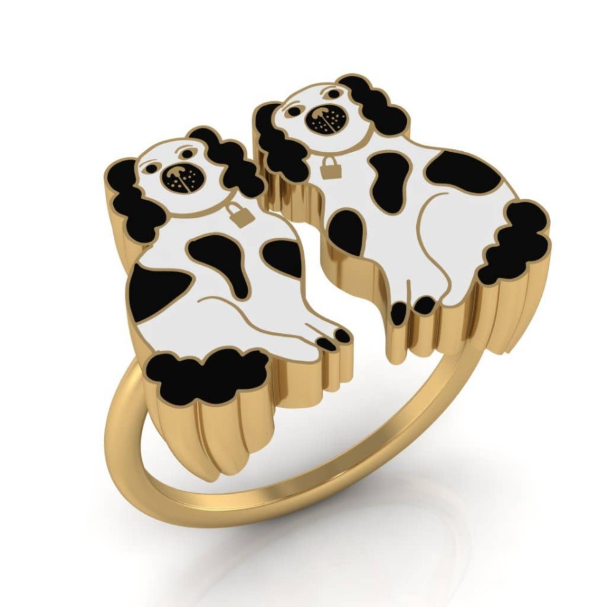 Staffordshire Dogs Adjustable Ring - 18k Gold Gilt Jewelry - Twirls + Twigs