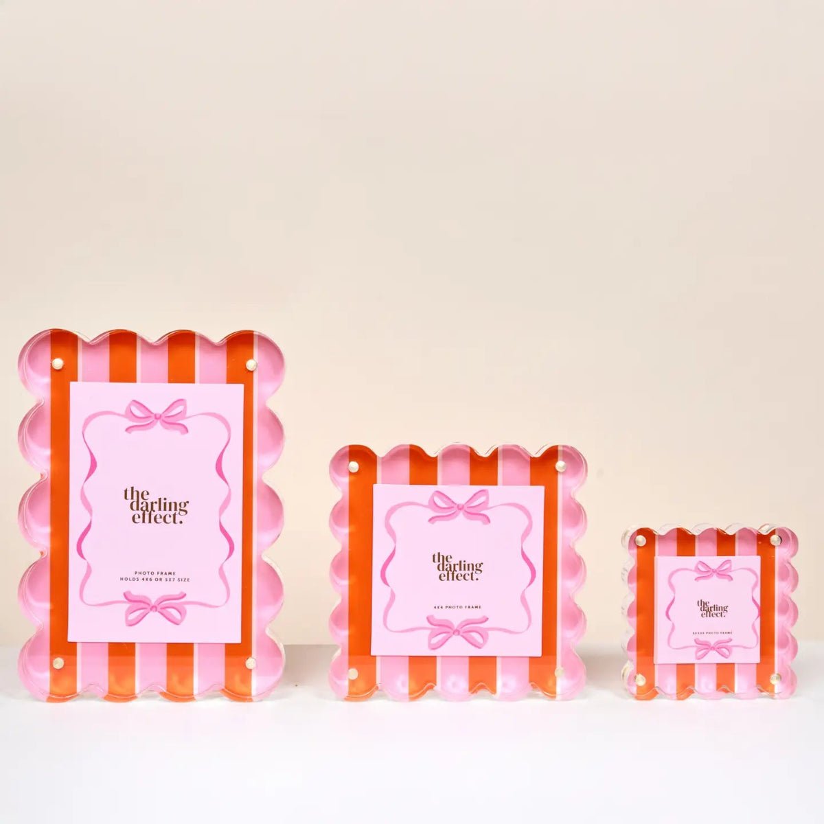 Square Scalloped Acrylic Picture Frame–Sicily Stripes Pink - Twirls + Twigs