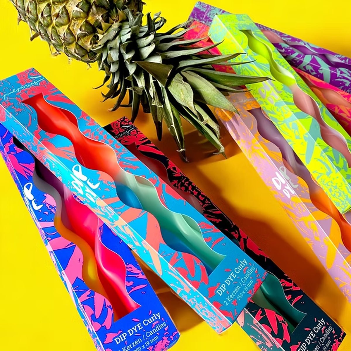 2 Dip Dye Curly Candles - Blue - Twirls + Twigs