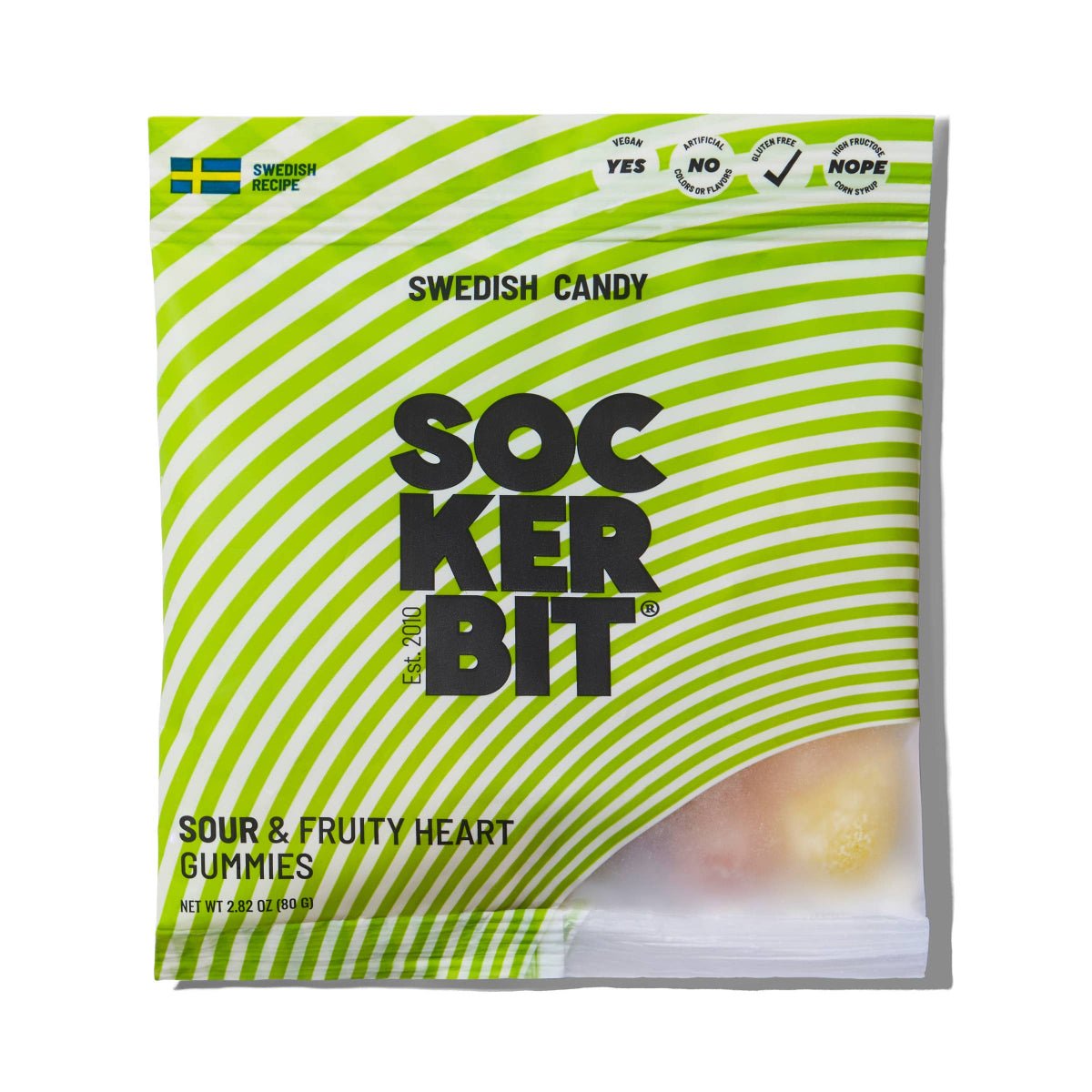 Sour Fruity Heart Gummies Swedish Candy Bag 2.8oz - Twirls + Twigs