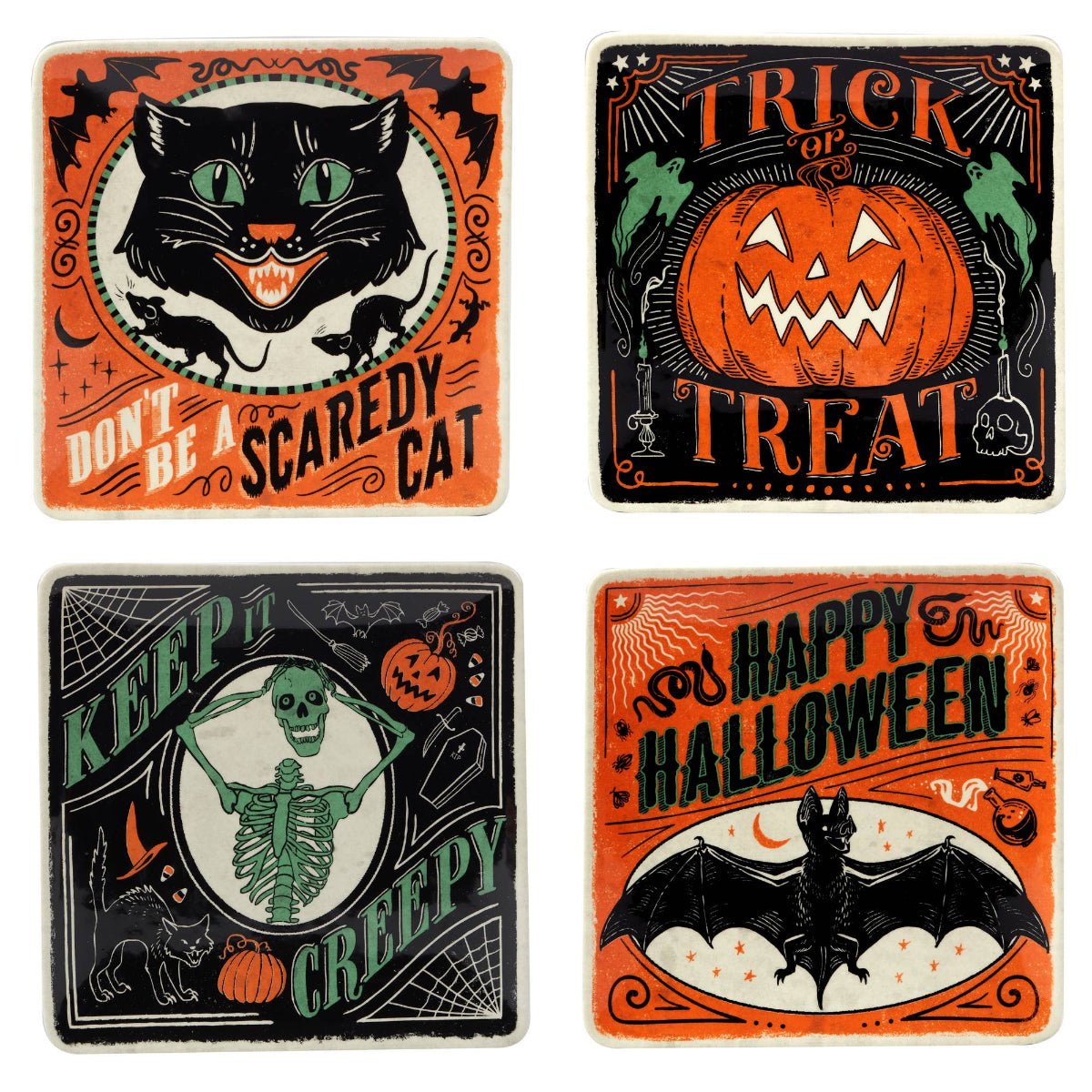 Scaredy Cat Halloween Dessert Plate 8.5" Assorted - Twirls + Twigs