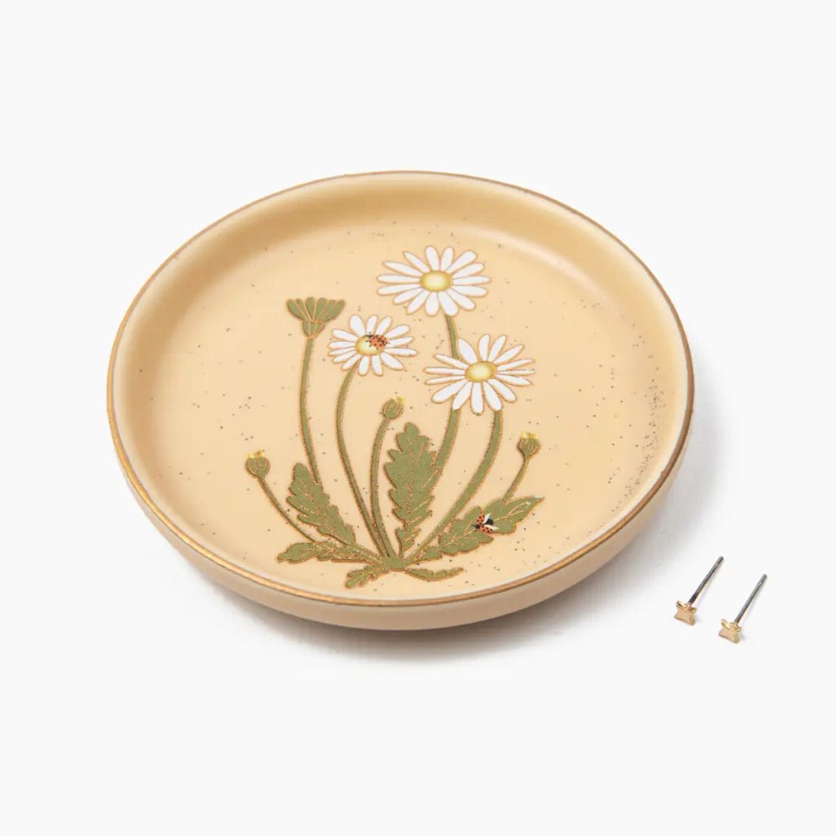 Jewelry Dish & Stud Earring Set - Daisy/Vanilla - Twirls + Twigs