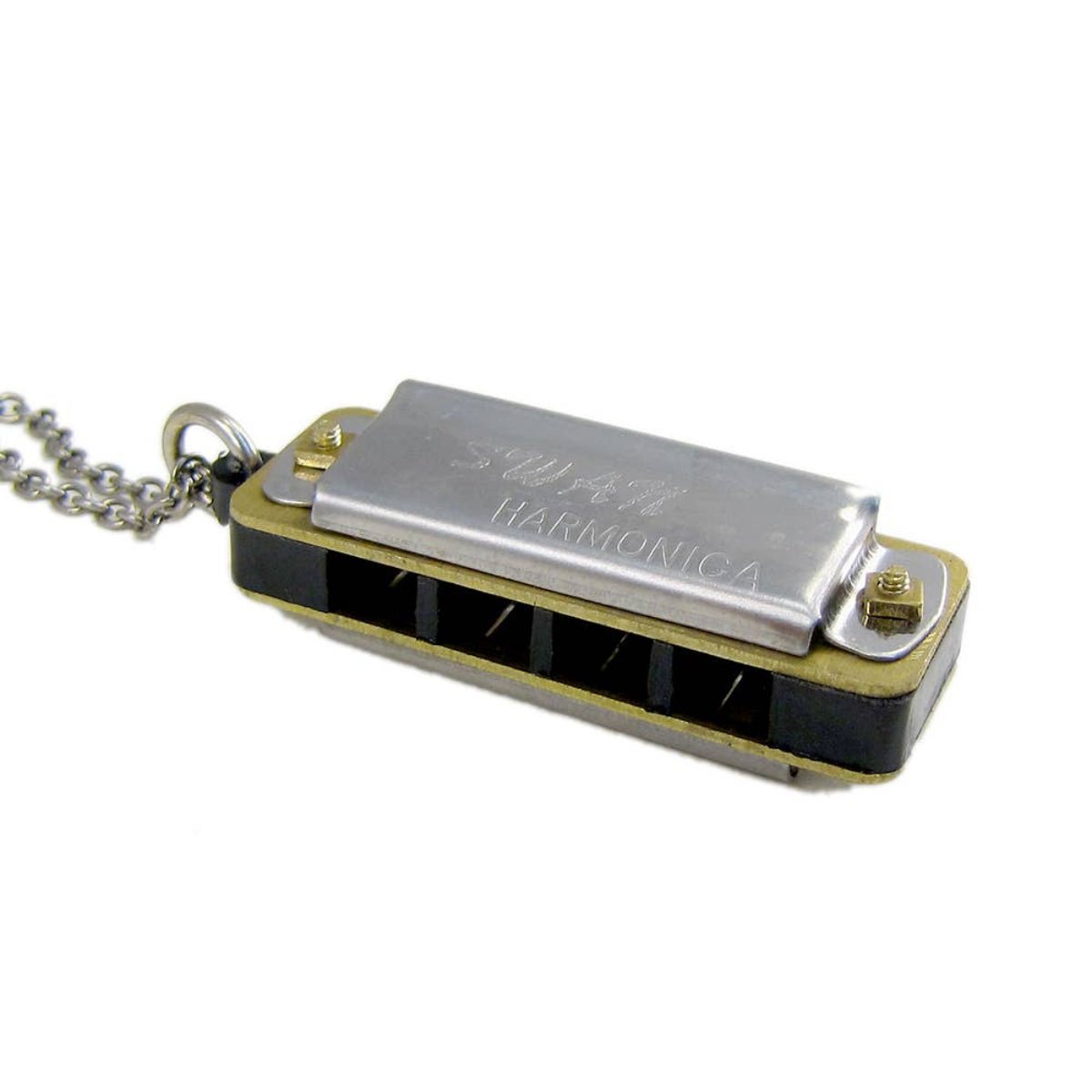 Silver Harmonica Necklace: 32 Inches - Twirls + Twigs