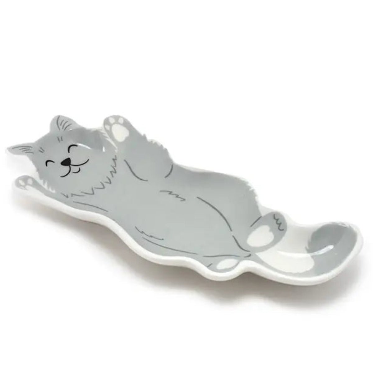 Ceramic Trinket & Jewelry Tray / Dish - Sleeping Kitty Cat - Twirls + Twigs
