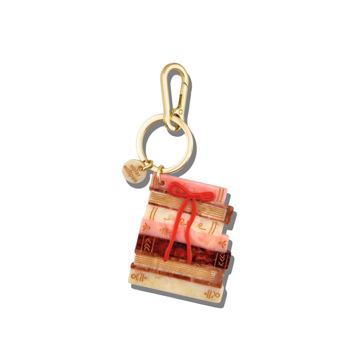 Hand-painted Bow Bookstack Bag Charm + Keychain - Twirls + Twigs