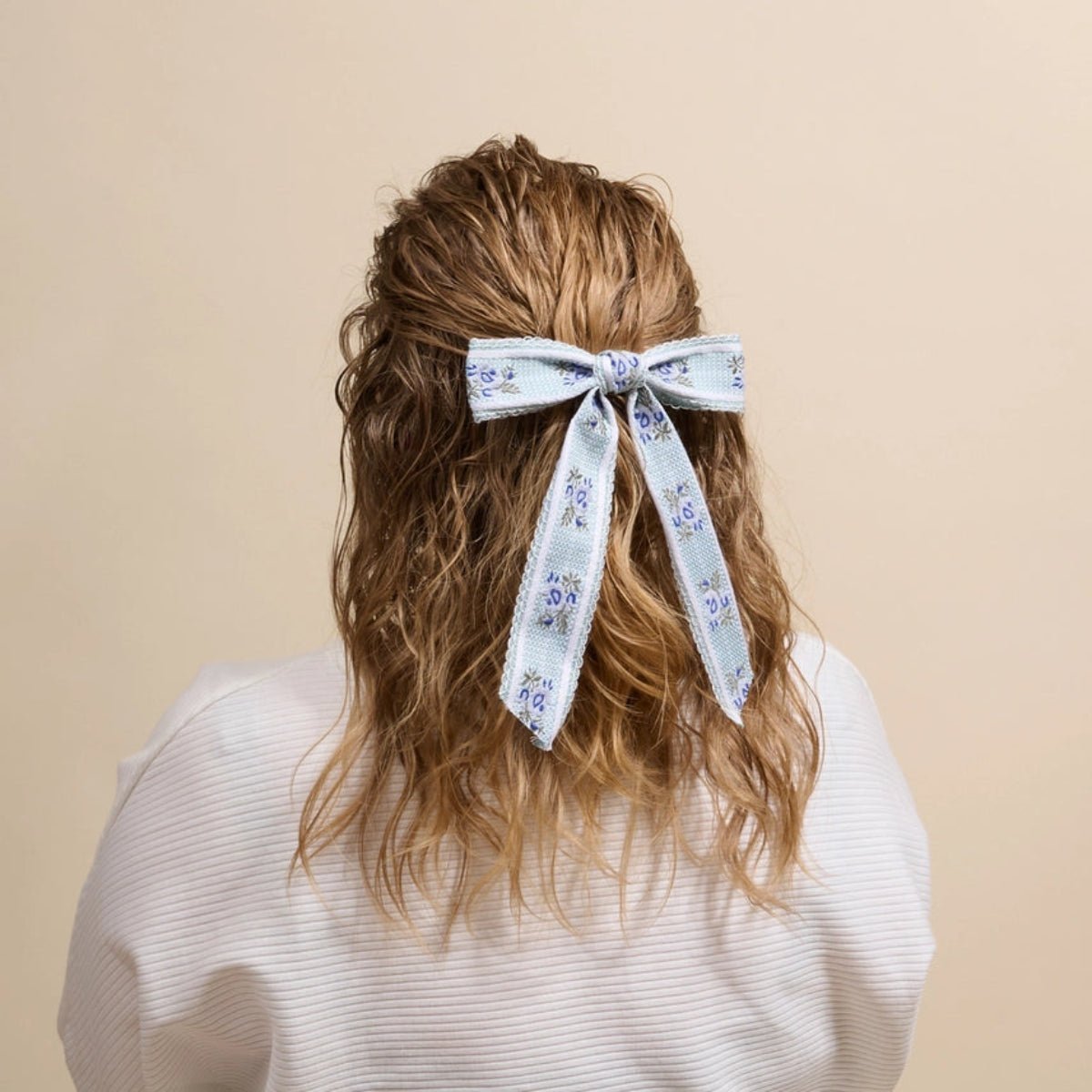 Heirloom Rosette Hair Bow-Blue - Twirls + Twigs