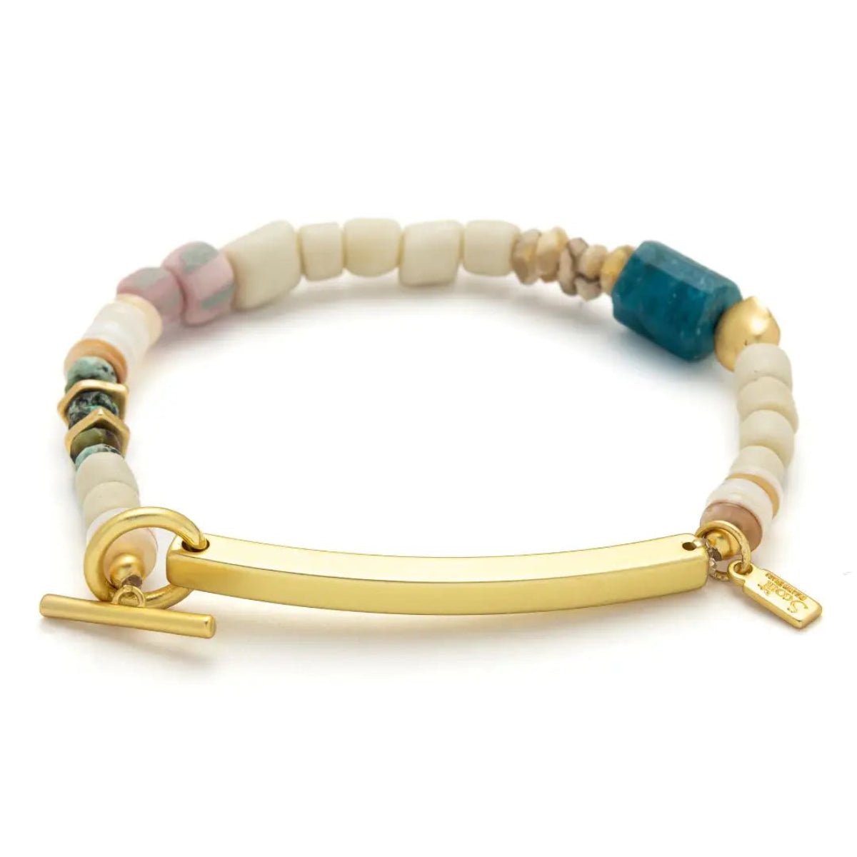 Hidden Message Bracelet - F♥Cking Great/Blue Apatite/Gold - Twirls + Twigs
