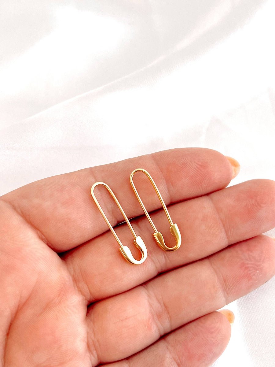 Safety Pin Earrings (Gold + Silver): Gold - Twirls + Twigs