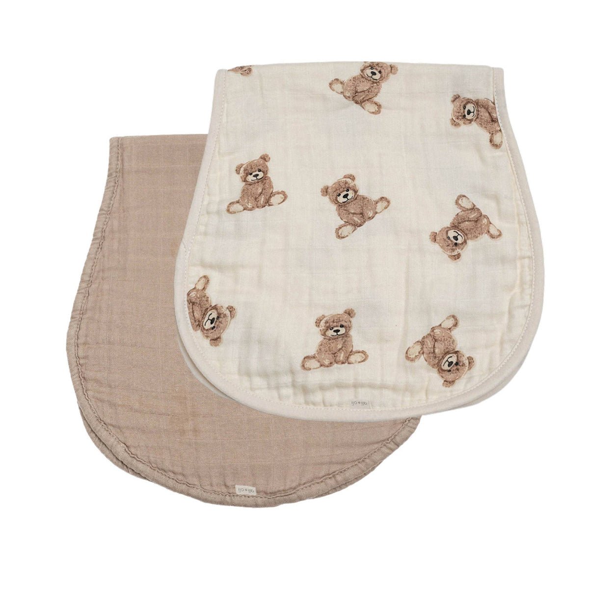Bamboo Muslin Burp Cloth Set 2 - Pack (Teddy/Taupe) - Twirls + Twigs