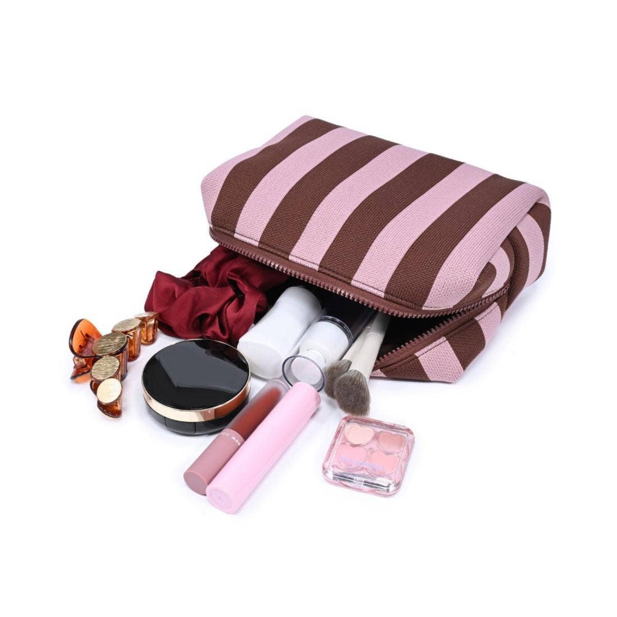 Essential Stripe Cosmetic & Travel Organizer Pouch: Black Ivory - Twirls + Twigs