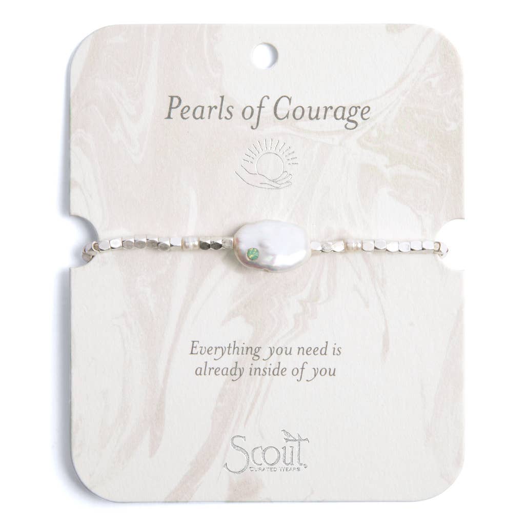 Pearl Affirmation Bracelet - Courage/Silver - Twirls + Twigs